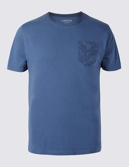 Mavi Saf Pamuklu Slim Sıfır Yaka T-Shirt