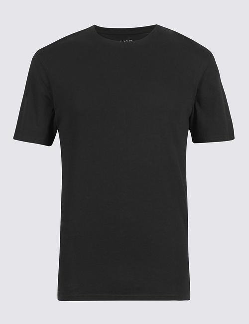 Siyah StayNEW™ Yumuşak Dokulu Tailored Saf Pamuklu T-Shirt