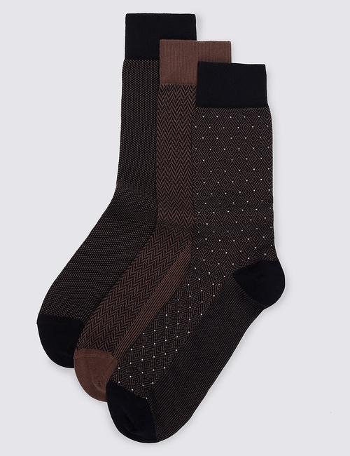 Kahverengi 3'lü Pamuklu Çorap