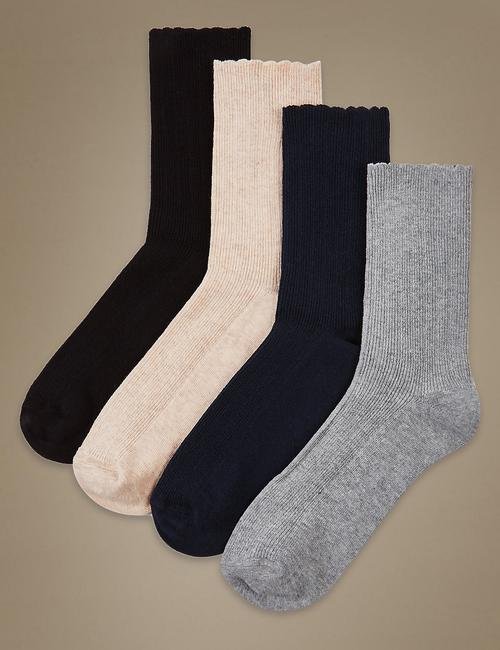 Siyah 4'lü Pamuklu Çorap