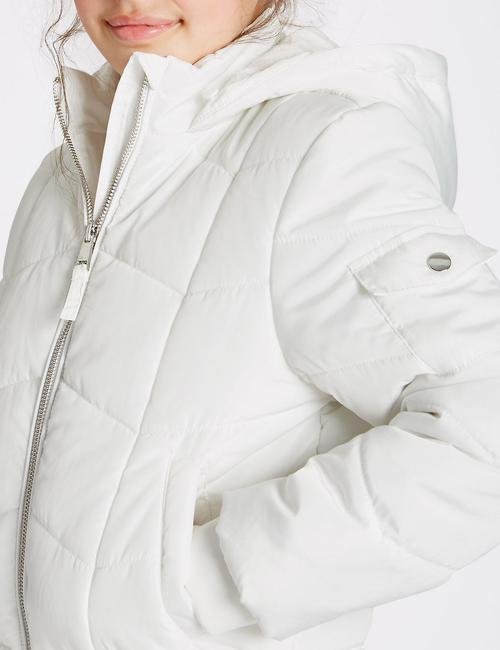 Beyaz Suni Kürk Dolgulu Fermuarlı Ceket (Stormwear™ Teknolojisi ile) (3 - 16 Yaş)