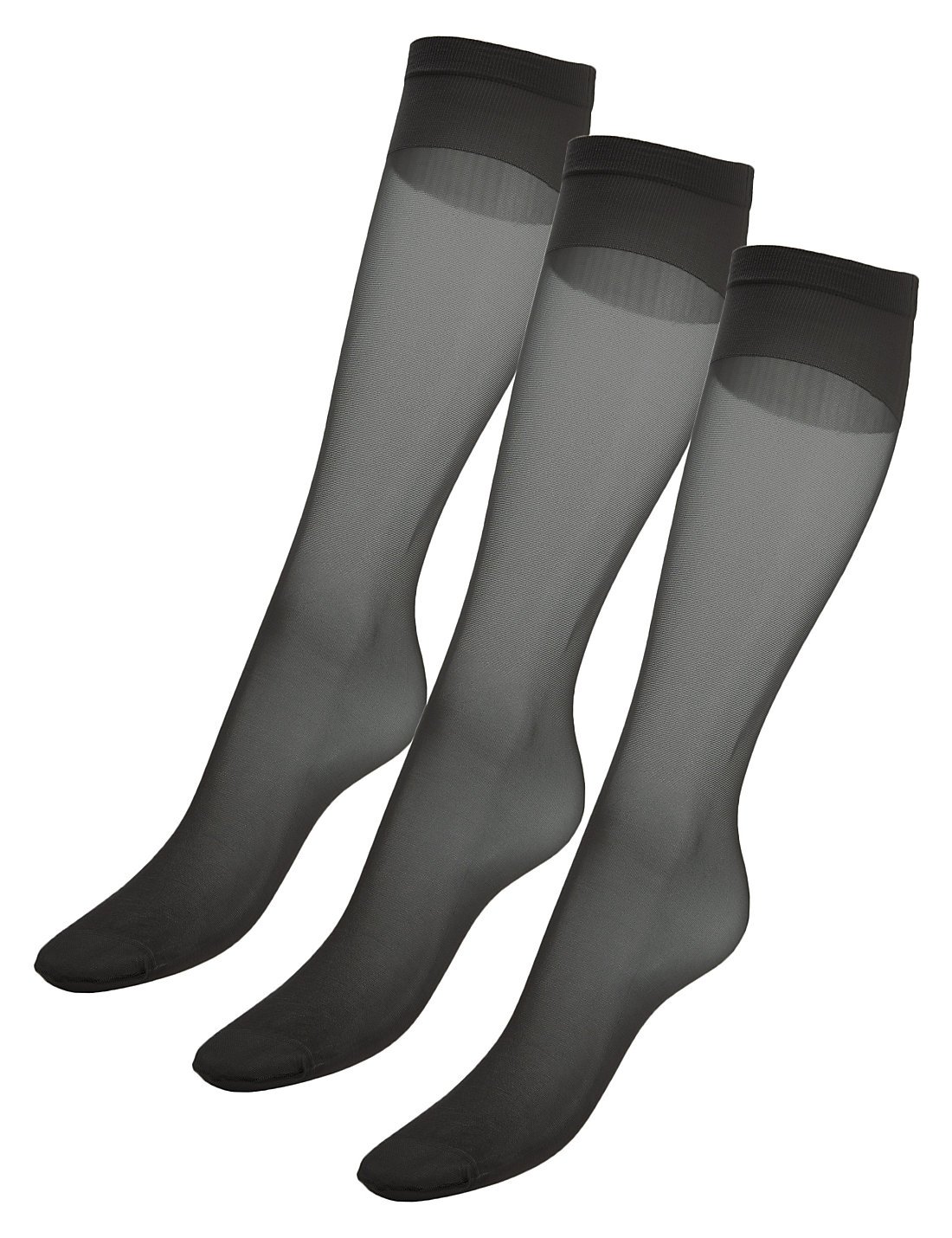3'lü 15 Denye Medium Support Parlak Diz Altı Çorap (Siver Teknolojisi ile)