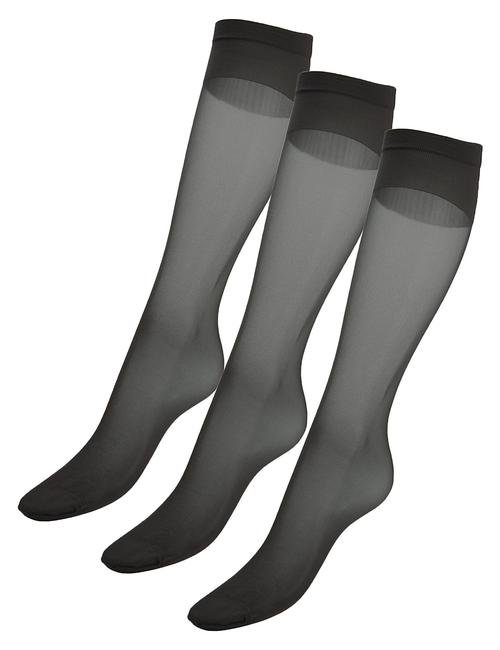 Siyah 3'lü 15 Denye Medium Support Parlak Diz Altı Çorap (Siver Teknolojisi ile)