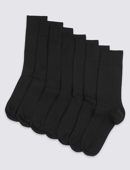 Siyah 7'li Pamuklu Çorap Seti (Freshfeet™ Teknolojisi ile)