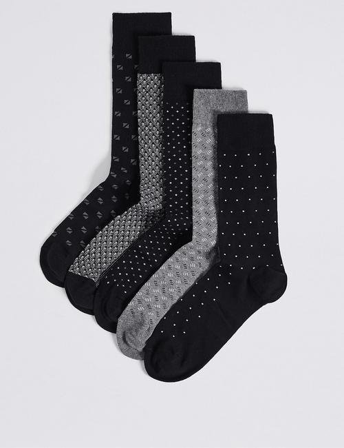 Siyah 5'li Çorap Seti (Cool & Freshfeet™ Teknolojisi ile)