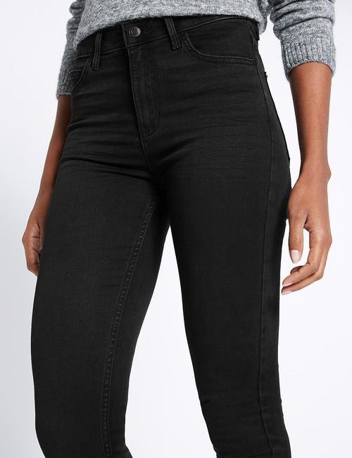 Siyah Orta Belli Super Skinny Jean Pantolon