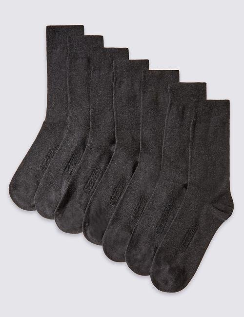 Gri 7'li Pamuklu Çorap Seti (Cool & Freshfeet™ Teknolojisi ile)