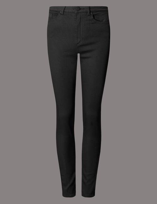 Siyah Yüksek Bel Kısa Slim Jean Pantolon