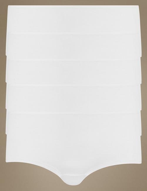 Beyaz 5'li Pamuklu Düşük Bel Short Külot (Yeni ve Geliştirilmiş Kumaş)