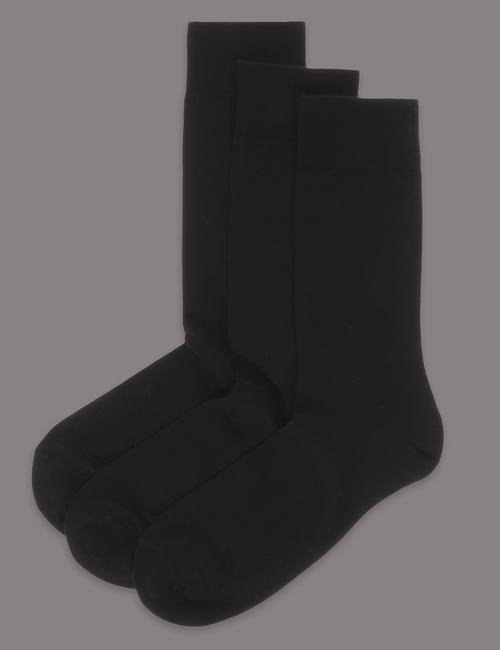 Siyah 3'lü Modal Karışımlı Çorap