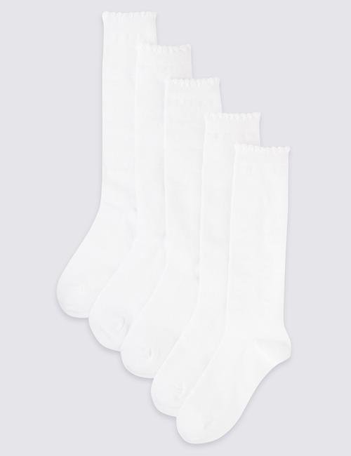 Beyaz 5'li Diz Üstü Çorap Seti