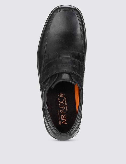 Siyah Geniş Kalıplı Deri Ayakkabı (Airflex™ Teknolojisi ile)
