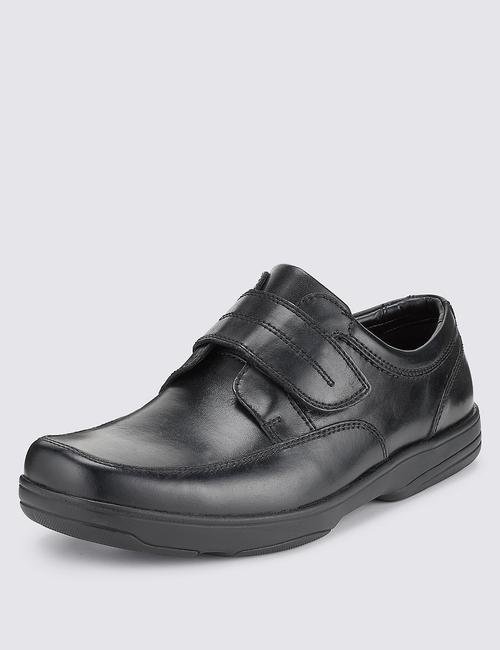 Siyah Geniş Kalıplı Deri Ayakkabı (Airflex™ Teknolojisi ile)