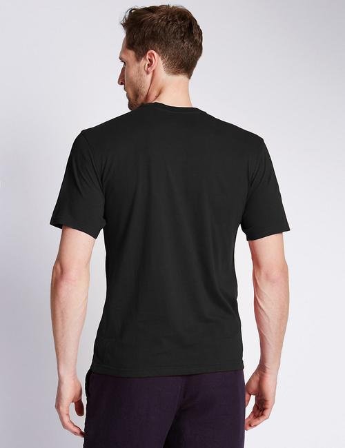 Siyah StayNEW™ Yumuşak Dokulu Tailored Saf Pamuklu T-Shirt