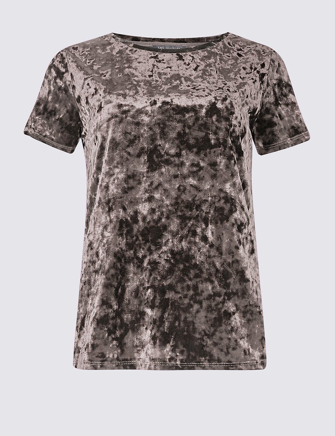 Kadife Kısa Kollu T-Shirt