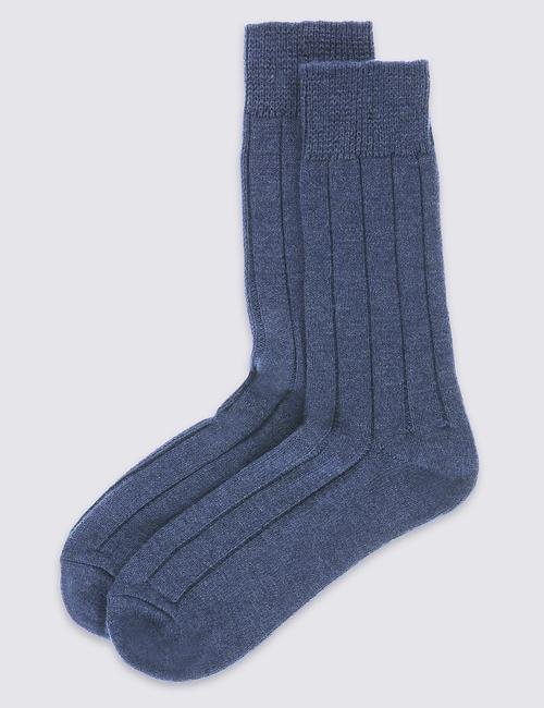 Mavi 2'li Yünlü Termal Çorap Seti