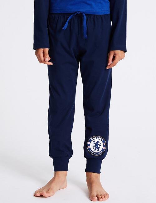 Mavi Saf Pamuklu Chelsea FC Pijama Takımı (3 - 16 Yaş)