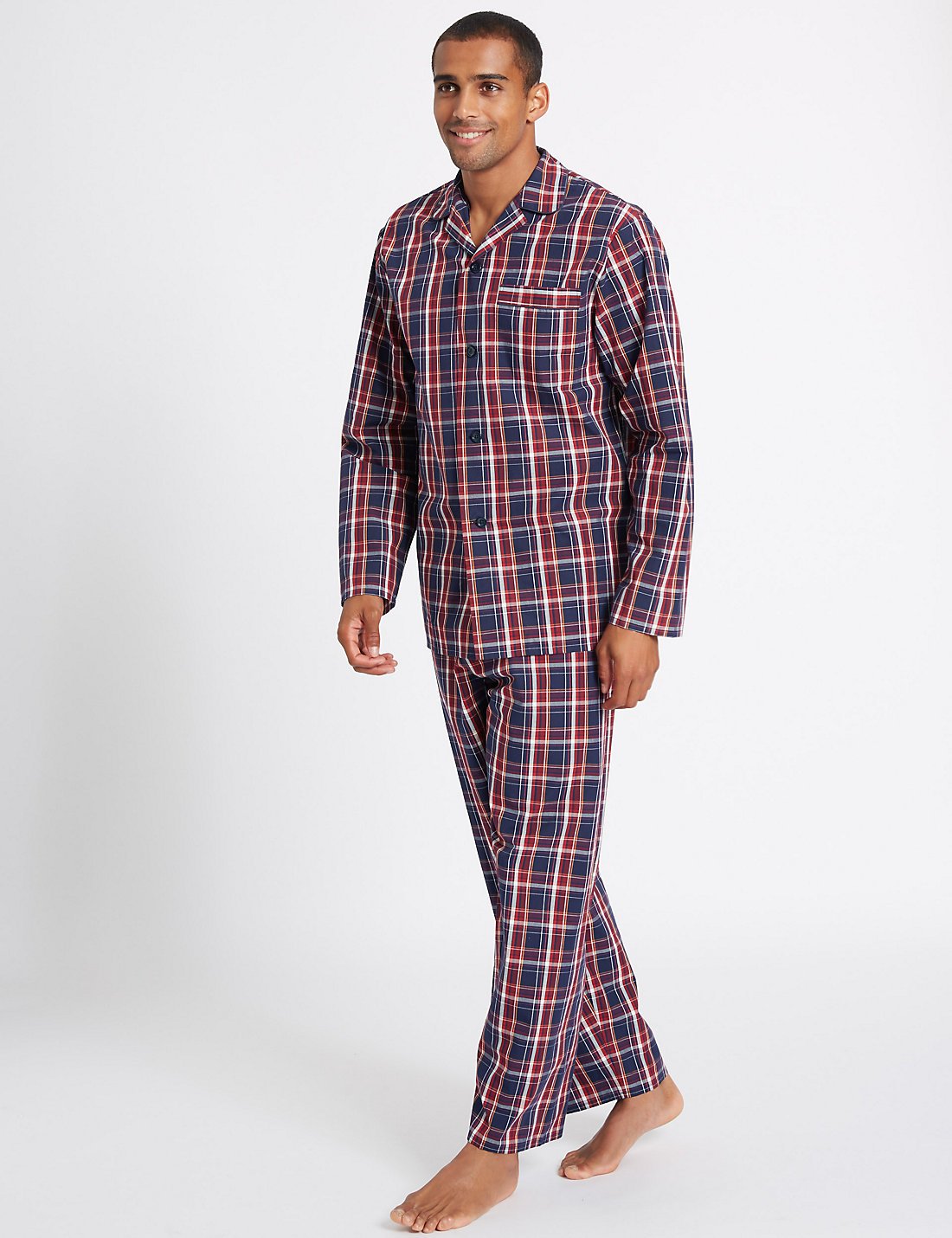 Saf Pamuklu Ekose Pijama Takımı