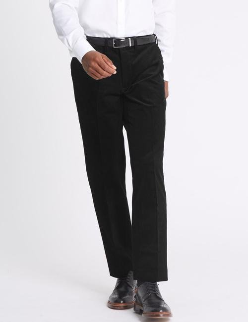 Siyah Tailored Fit Kadife Pantolon