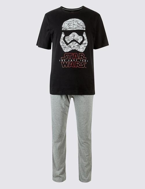 Siyah Star Wars™ Desenli Pamuklu Pijama Takımı