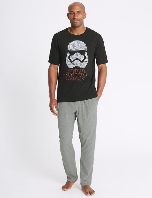 Siyah Star Wars™ Desenli Pamuklu Pijama Takımı