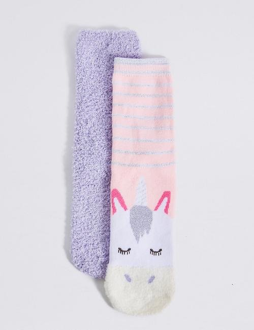 Pembe 2'li Pamuklu Unicorn Çorap (1 - 10 Yaş)