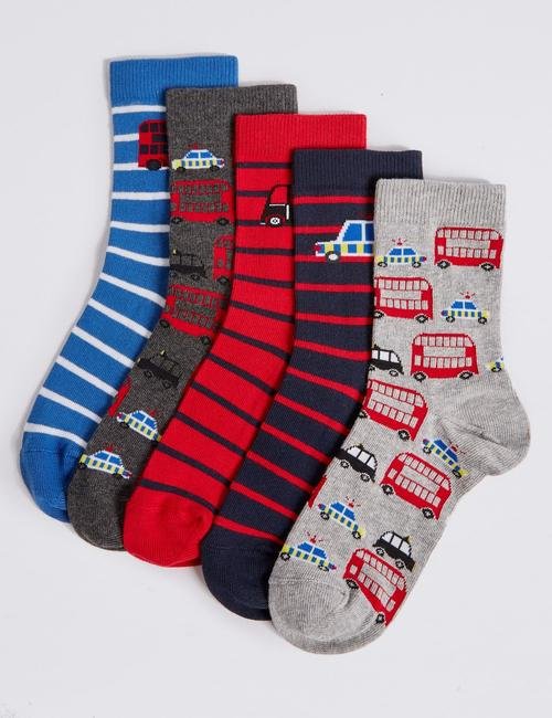 Kırmızı 5'li Pamuklu Çorap (Freshfeet™ Teknolojisi ile) (12 Ay - 14 Yaş)