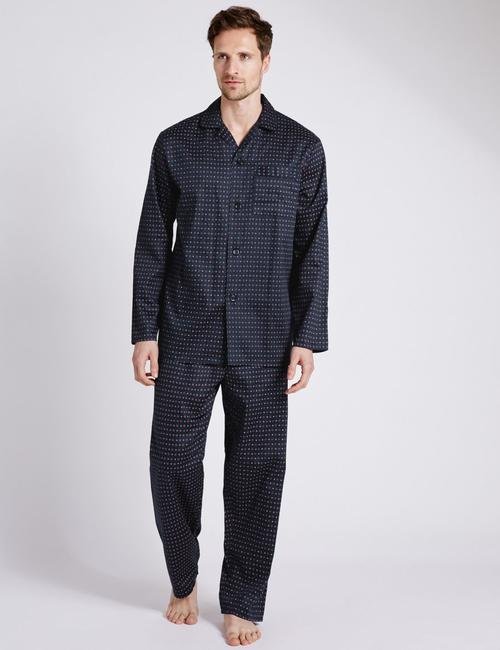 Lacivert Desenli Pijama Takımı