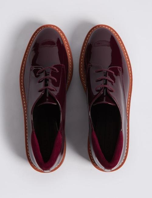 Kırmızı Düz Topuklu Deri Ayakkabı (Insolia® Teknolojisi ile)