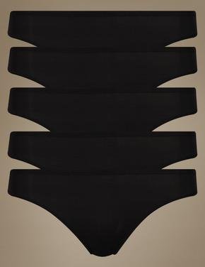 Kadın Siyah 5'li Dikişsiz Bikini Külot Seti