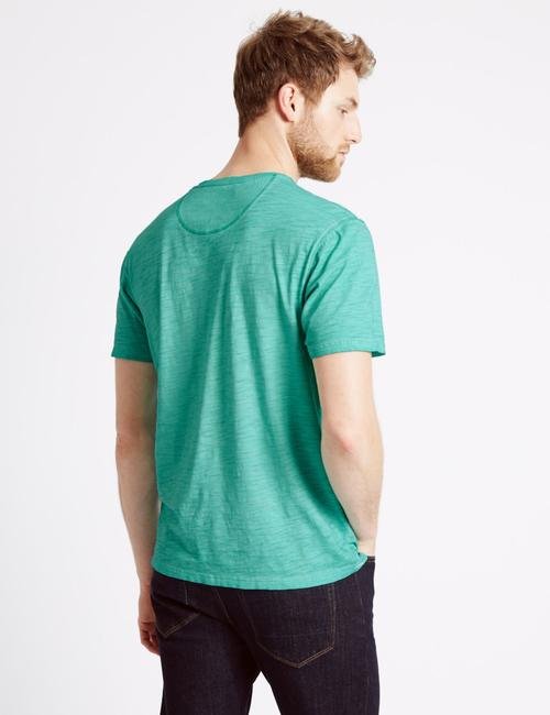 Yeşil Desenli Kısa Kollu T-Shirt