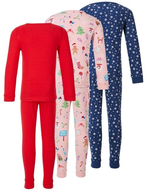Pembe 3'lü Desenli Pijama Takımı