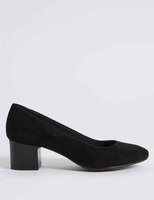 Siyah Geniş Kalıplı Kalın Topuklu Ayakkabı