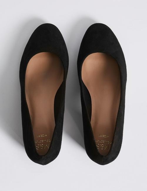 Siyah Geniş Kalıplı Kalın Topuklu Ayakkabı