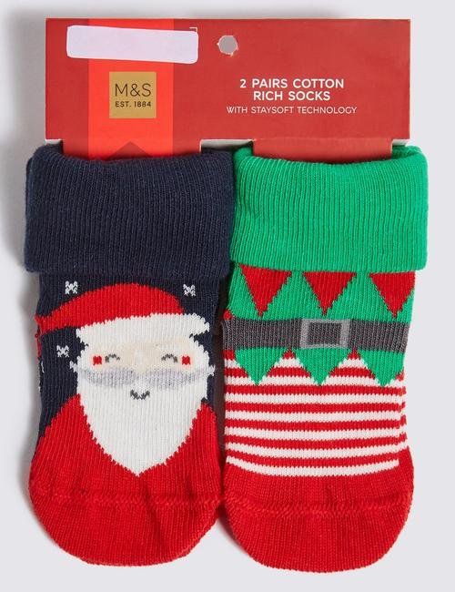 Multi Renk 2'li Noel Baba Çorap Seti