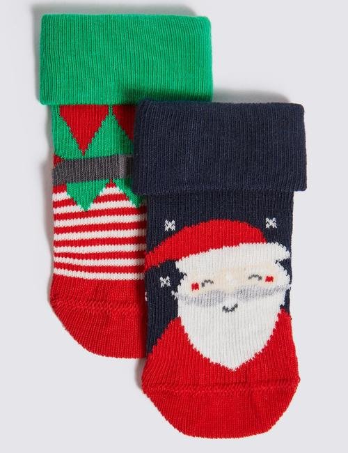 Multi Renk 2'li Noel Baba Çorap Seti