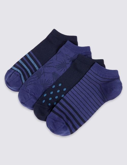Lacivert 4'lü Pamuklu Çorap Seti (Cool & Freshfeet™ Teknolojisi ile)