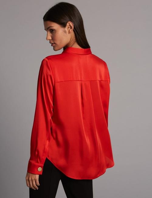 Kırmızı Yırtmaçlı Uzun Kollu Gömlek