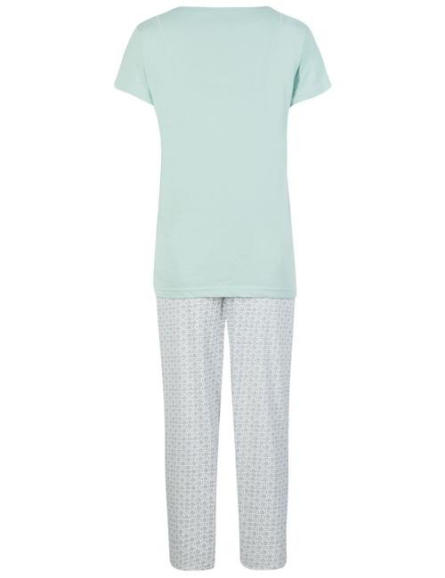 Yeşil Saf Pamuklu Kısa Kollu Pijama