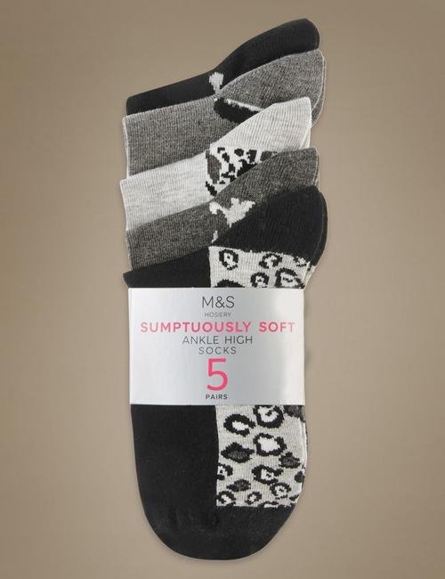 Siyah 5'li Desenli Çorap
