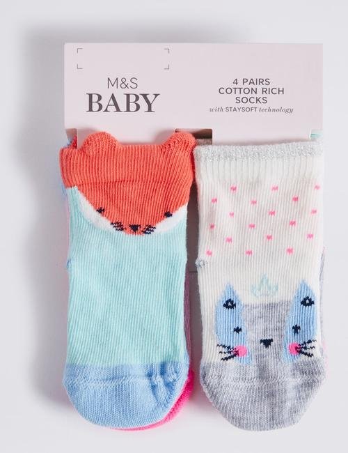 Pembe 4'lü Pamuklu Bebek Çorap Seti(0 - 24 Ay)