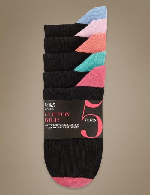 Siyah 5'li Kontrast Renkli Çorap