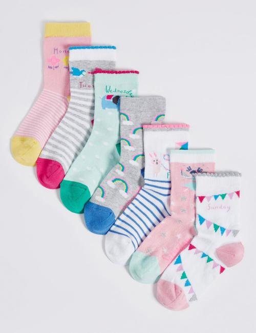 Multi Renk 7'li Pamuklu Freshfeet™ Çorap (1 - 6 Yaş)