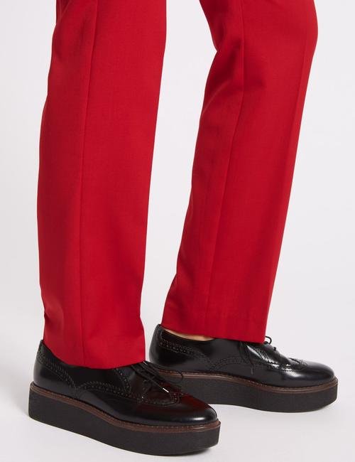 Kırmızı Yünlü Straight Pantolon