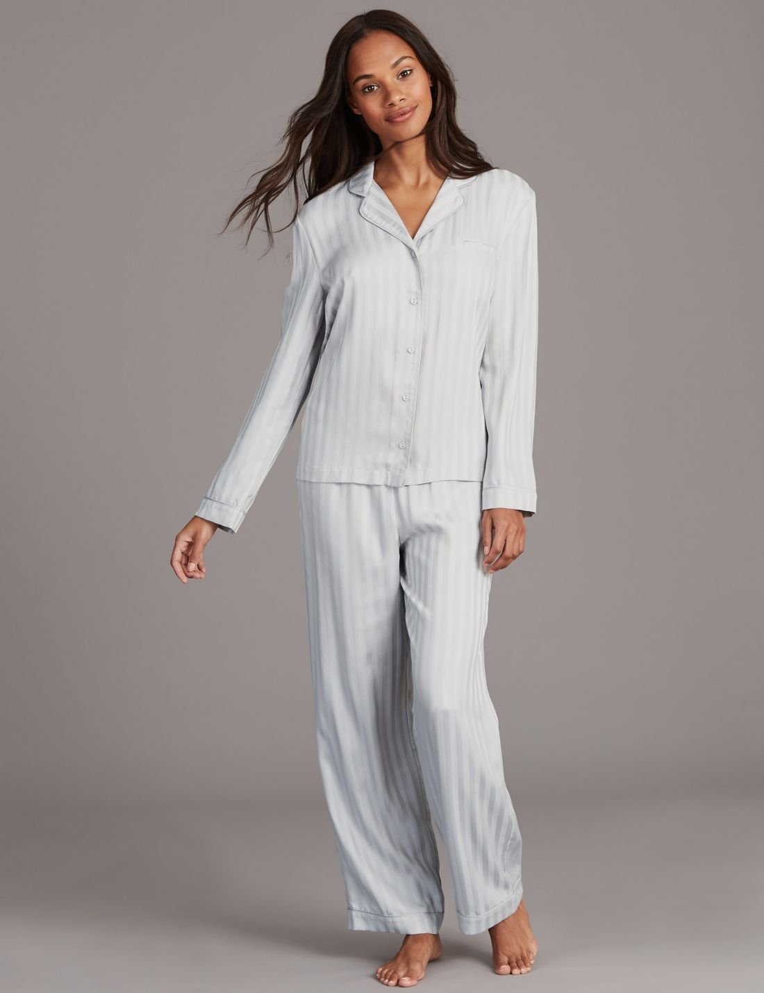 Çizgi Desenli Uzun Kollu Pijama Takımı