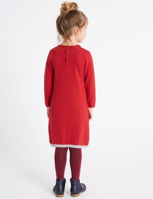 Kırmızı 2 Parça Külotlu Çoraplı Örgü Elbise (3 Ay - 6 Yaş)