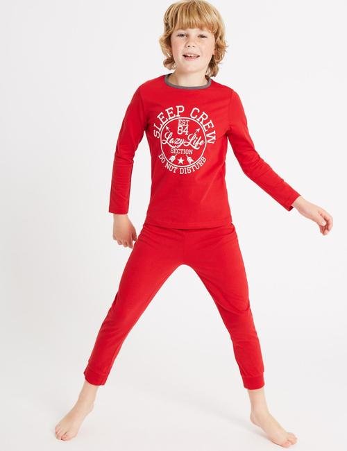 Kırmızı 3'lü Uzun Kollu Pijama Takımı (3 - 16 Yaş)