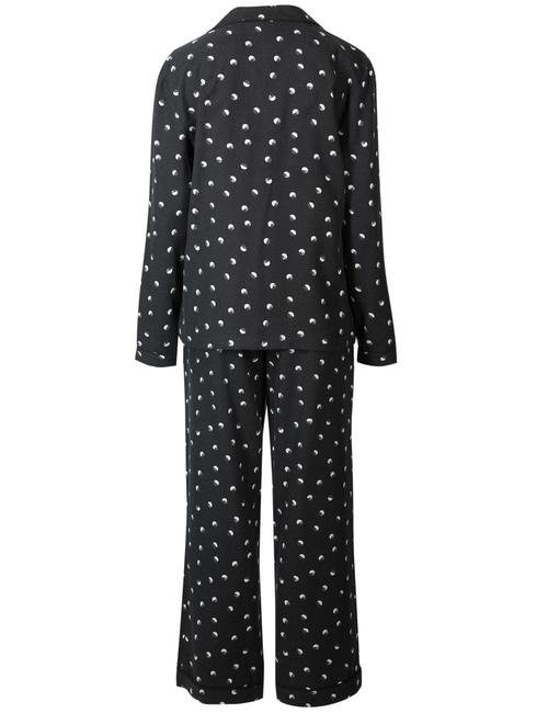 Siyah Desenli Uzun Kollu Tencel™ Pijama Takımı