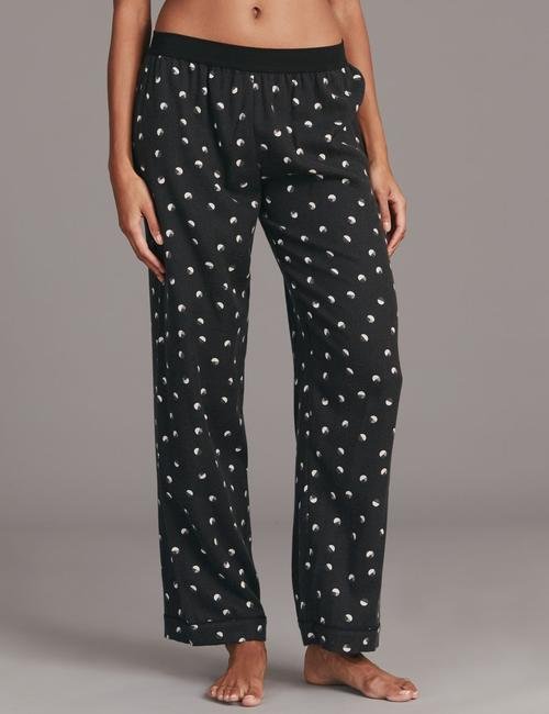 Siyah Desenli Uzun Kollu Tencel™ Pijama Takımı
