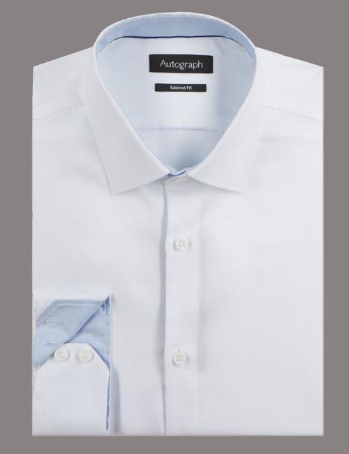 Beyaz Saf Pamuklu Tailored Fit Gömlek